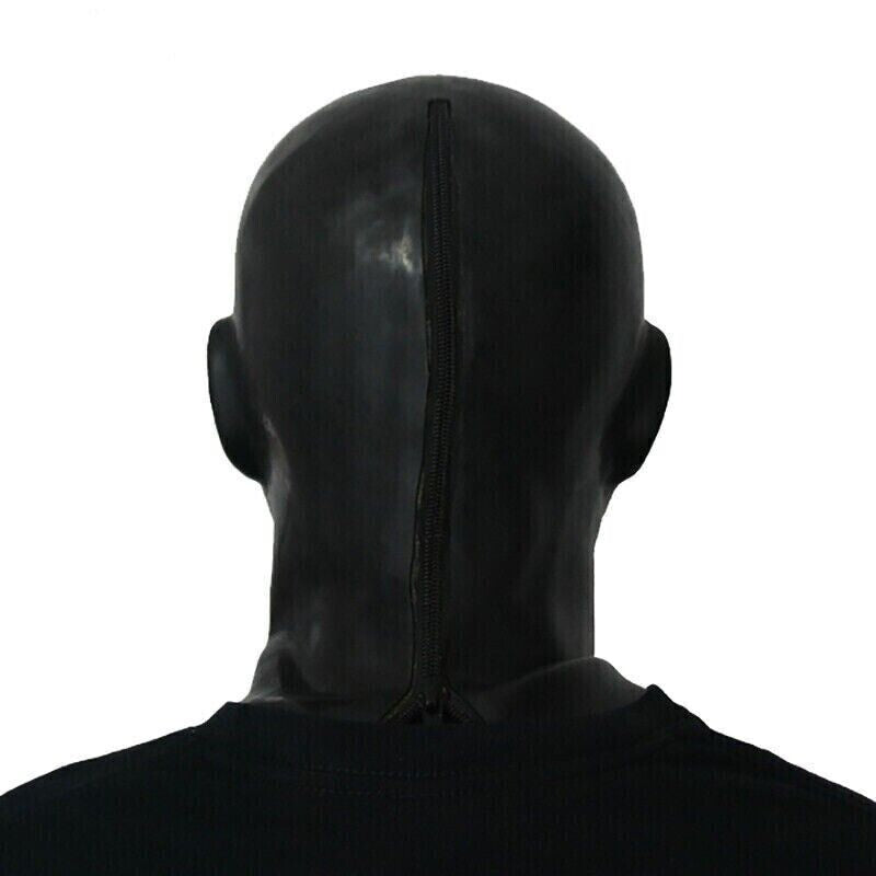 0-6mm Thick Black Latex Molded Men Full Face Mask Rubber Hood Fit Head Circumference 59-63cm