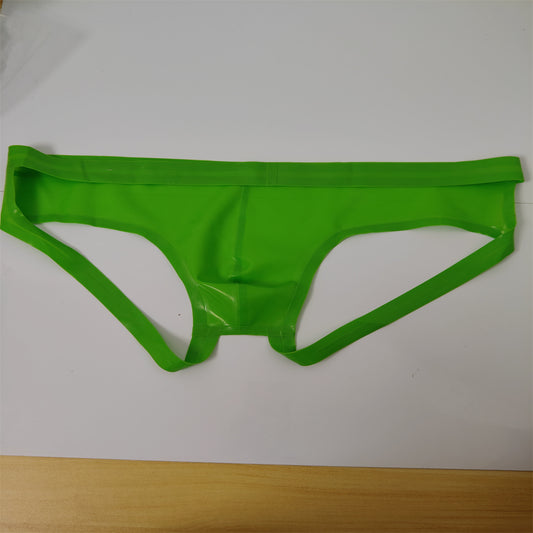 0.4mm Latex Shorts Rubber Briefs Green Open Back Men’s Latex Underwear