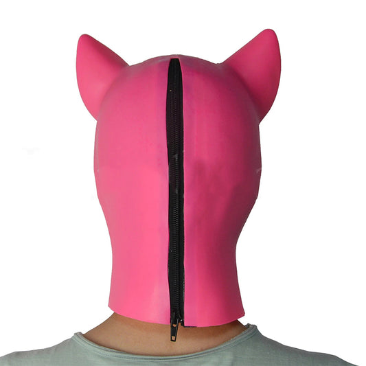3D mould unisex latex pig mask rubber hood with back zipper head 58-63cm