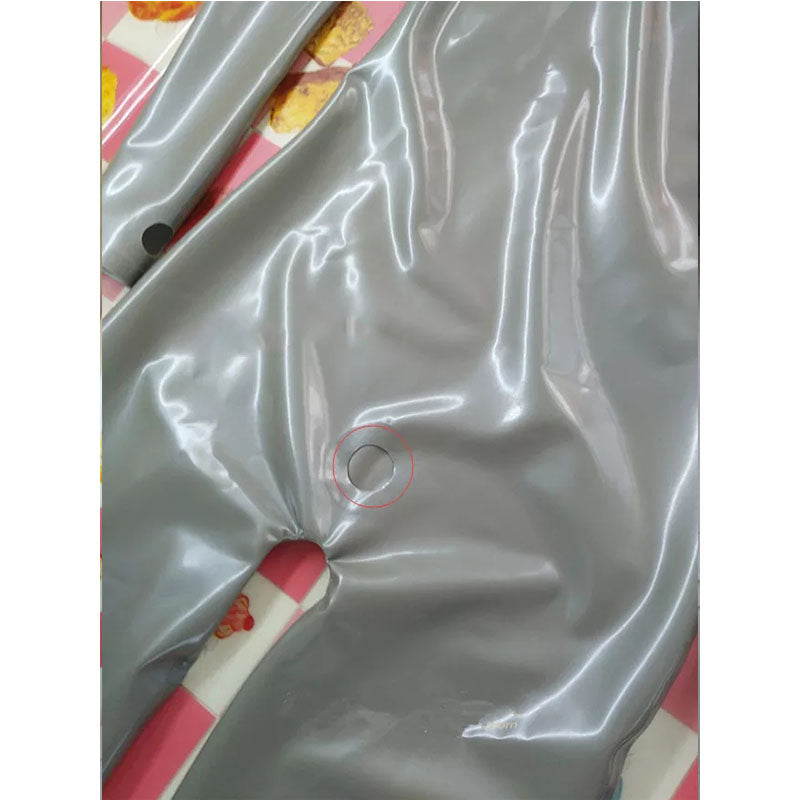 Neck Entry Handmade Natural Latex Catsuit Men Rubber Bodysuits Open Crotch Front Hole Szie XS -xxxl Costume (No Zip)