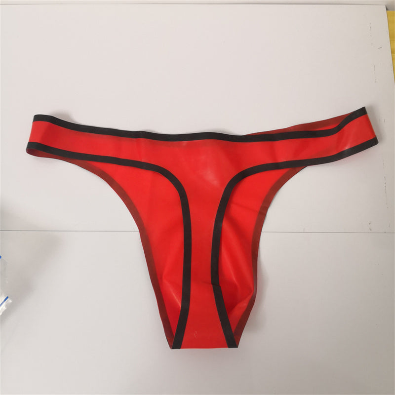 Latex Shorts Red with Blak Trim Briefs Thongs Men’s Latex Underwear