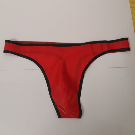Latex Shorts Red with Blak Trim Briefs Thongs Men’s Latex Underwear