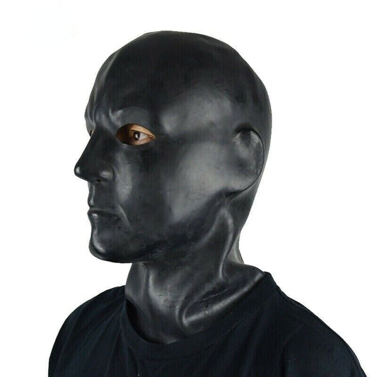 0-6mm Thick Black Latex Molded Men Full Face Mask Rubber Hood Fit Head Circumference 59-63cm